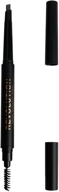 Makeup Revolution - Creion pentru sprâncene Duo Brow Definer, Dark Brown
