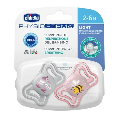 Suzeta Chicco PhysioForma Light, 2bucati, roz, 2-6luni