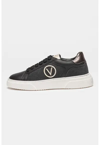 Pantofi sport din piele cu detaliu logo - Negru/Bleumarin