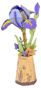 Puzzle 3D din lemn Robo Time - 73 piese, iris violet