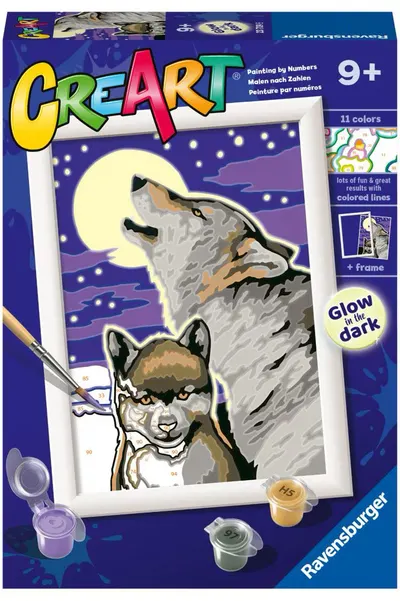 Set de pictură pe numere Ravensburger CreArt - Lupi mistici
