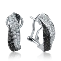 Cercei din aur alb cu diamante negre si incolore de 2.2ct