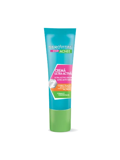 Cremă Antiacneică Ultra-activă Cu Acid Salicilic, Gerovital Stop Acnee, 15 Ml