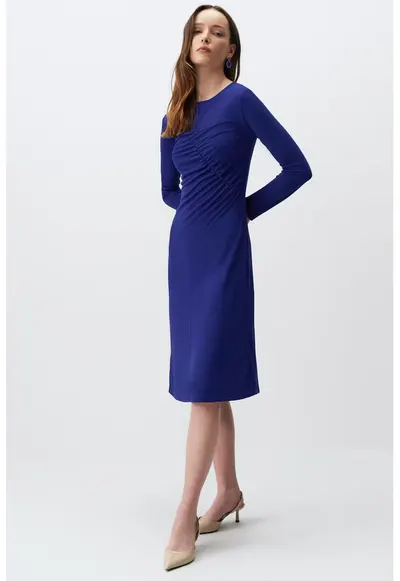 Rochie midi cu decupaj - Albastru inchis
