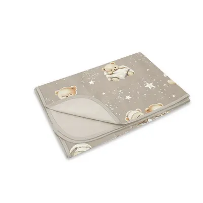 Paturica moale, MimiNu, Cu doua fete, Dimensiune 75x100 cm, Din bumbac certificat Oeko Tex Standard 100, Bedtime story beige