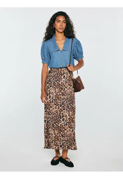 Fusta midi cu imprimeu leopard