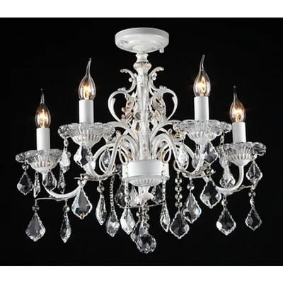 Candelabru Vivaldi,5 becuri dulie E14, 230V,D.49cm, H.57 cm,Alb