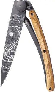 Cuțit de buzunar Deejo Olive Wood - Yin & Yang, 37 g