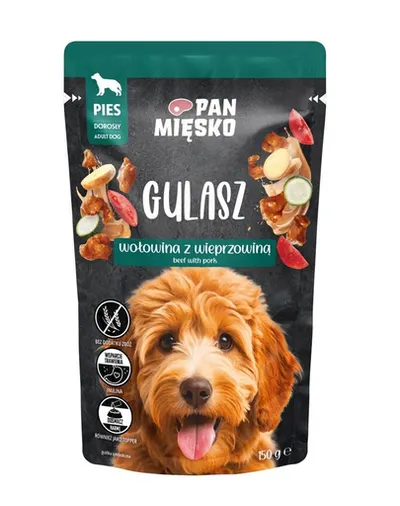 PAN MIĘSKO Gulaș cu vită și porc, hrană umedă pentru câini 150 g