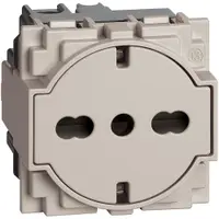 Priza plata standard german si italian 2 module Bticino Living Now KM4140A16F, nisip
