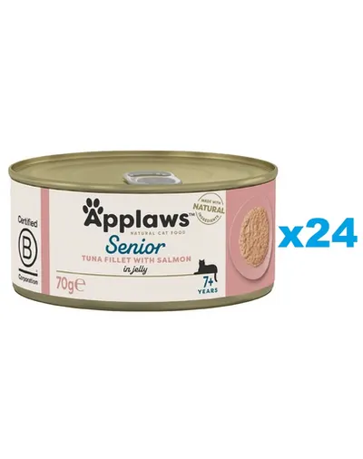 APPLAWS Cat Senior Tuna with Salmon in Jelly Set conserve pisica senior, cu ton si somon 24x70g