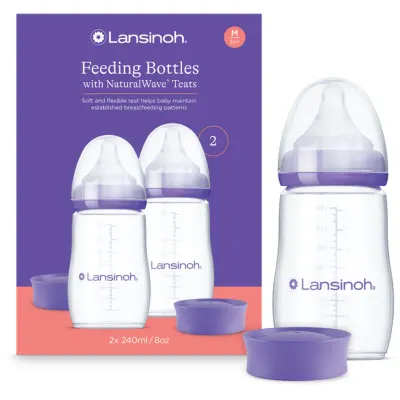 Lansinoh NaturalWave biberon pentru sugari Medium 2x240 ml