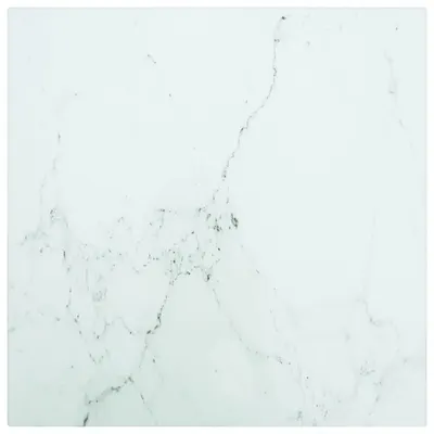 Gossi blat masa alb 30x30 cm 6 mm sticla securizata design marmura