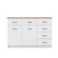 Comoda TOP MIX, 2 usi, 5 sertare, alb, 120x33x85 cm