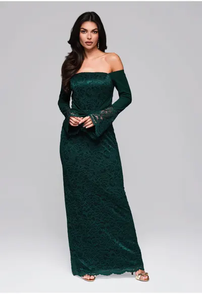 Rochie de bal maxi LA-OM-DLR243 - Verde inchis