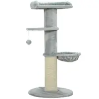 PawHut Ansamblu de joacă pentru pisici, 103.5 cm înălțime, cu pat și hamac, Gri | Aosom Romania
