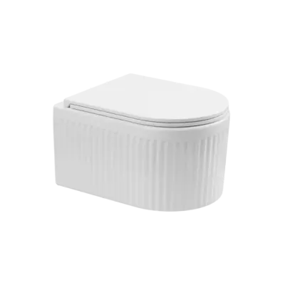Set wc suspendat cu riflaje 3D, tornado cu capac softclose inclus, alb, GLAMOUR Invena