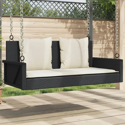 vidaXL Balansoar cu perne, negru, 119x56x48 cm, poliratan