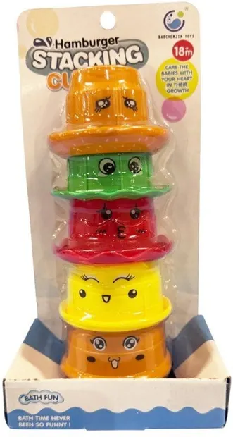 Joc pentru copii Raya Toys - Hamburger Stacking, turn de pahare pentru stivuire