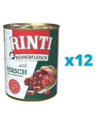 RINTI Kennerfleisch Venison hrana umeda caini adulti 12 x 800 g, cu vanat
