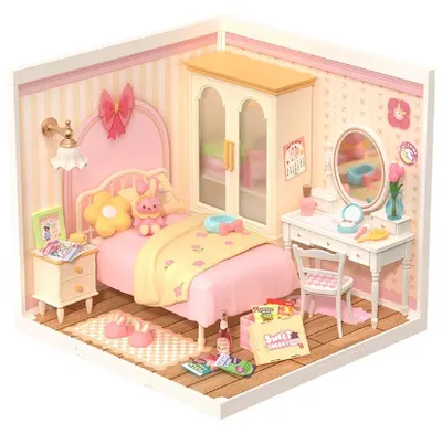 Diorama - Puzzle 3D 105 piese - Minicasuta - Lovely Pink Bedroom