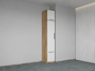 Dulap dormitor Stejar+Alb 1U cu suprapozabil - Madrid