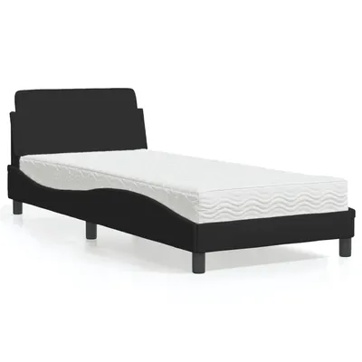 vidaXL Pat cu saltea, Dover, negru, 80x200 cm, textil