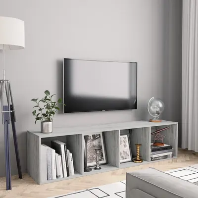 vidaXL Bibliotecă/Comodă TV, gri beton, 143x30x36 cm