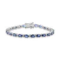 Bratara tennis din aur alb cu safire ovale de 9.2ct si diamante de 0.3ct