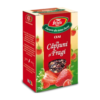 Ceai cu capsuni si fragi, 75g, Fares