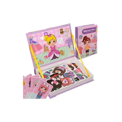 Puzzle magnetic fashion, 51 articole imbracaminte si accesorii, 6 cartonase, multicolor