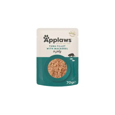APPLAWS File, Ton și Macrou, plic hrană umedă pisici, (în aspic), 70g
