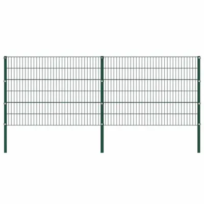 vidaXL Panou de gard cu stâlpi din fier, verde, 349x120 cm