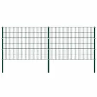 vidaXL Panou de gard cu stâlpi din fier, verde, 349x120 cm