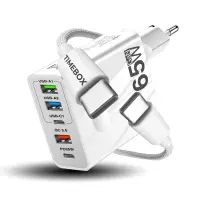 GS-814-ALB-SET -Incarcator Retea Timebox, 65W, 5 Porturi, 3 x USB, Alb - Default Title