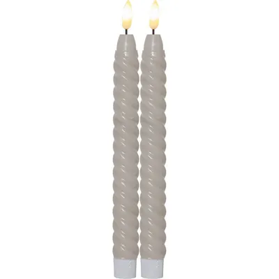 Set de 2 lumânări cu LED din ceară bej Star Trading Flamme Swirl Antique, înălțime 25 cm