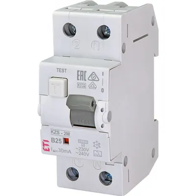 KZS-2M Intrerupatoare de curent rezidual cu protecție la supracurent, 2 module, tip A și AC KZS-2M A B25/0.03