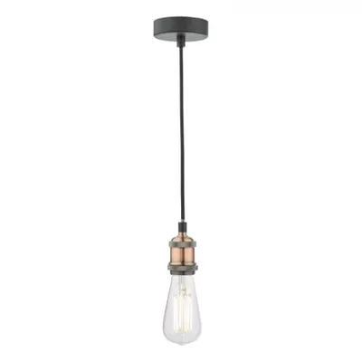 Lampa suspendata Waco 1 Light E27 Suspension Antique Copper Matt Black