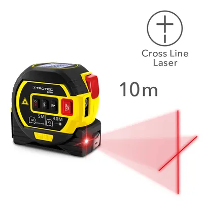 Distantier cu laser TROTEC BD8M, Domeniul de masurare 40 m, Functia Pitagora, Memory, Oprire automata, Display luminat