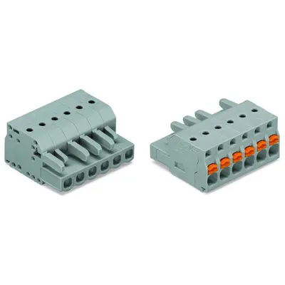 1-conductor female plug; push-button; 2.5 mm²; Pin spacing 5 mm; 3-pole; 2,50 mm²; gray