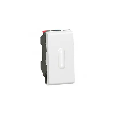 2-way push-button Mosaic - cu LED indicator - 6 A 250 V~ - 1 module - alb