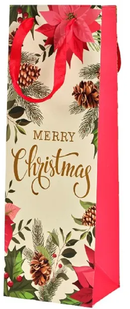 Punga cadou pentru sticle - Poinsettia - Modele diferite