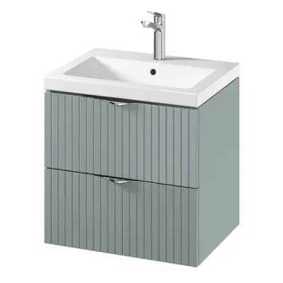 Set dulap baie suspendat 2 sertare lavoar inclus, 60 cm, culoare fiord mat, MDF, Cersanit Tirso
