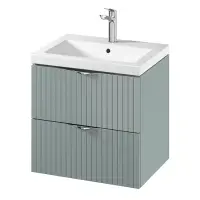 Set dulap baie suspendat 2 sertare lavoar inclus, 60 cm, culoare fiord mat, MDF, Cersanit Tirso