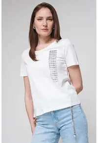 Tricou regular fit cu imprimeu text - Alb/Negru