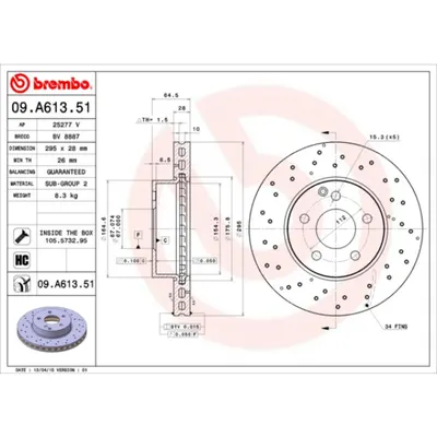 Disc frana BREMBO 09.A613.51