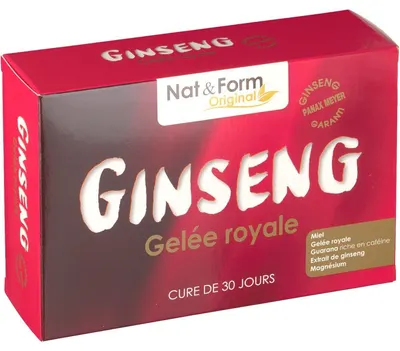 Ginseng asiatic și lăptic de matcă, 30 ampuțe, Nat&Form