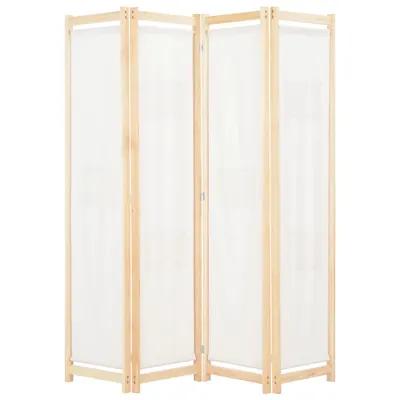 vidaXL Paravan de cameră cu 4 panouri, crem, 160x170x4 cm, textil
