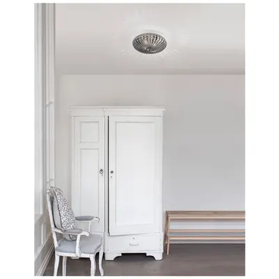 Plafoniera CLAM Smoke Crom Sticla Alb Metal LED E27 2x12 Wat 230 Volt IP44 Fara bec