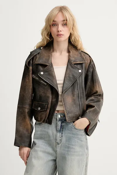 Gestuz geacă de biker pentru femei, din piele GZdiana